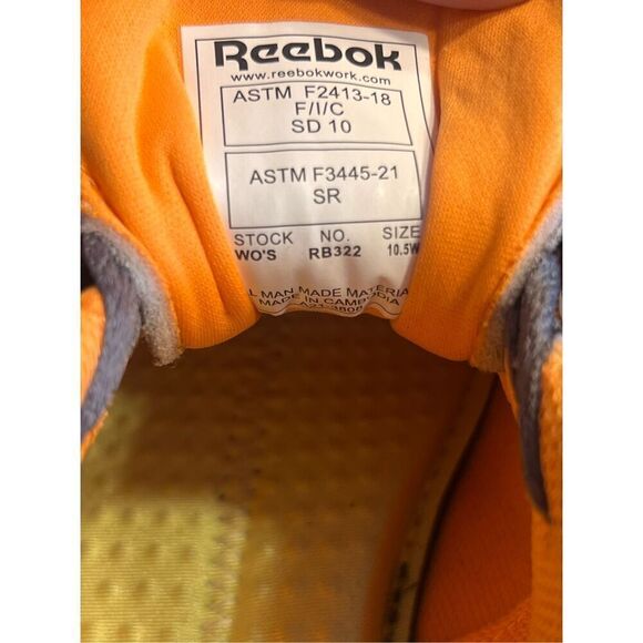 Reebok woman’s 10.5 orange silver zig pulse work athletic shoe composite toe - Picture 9 of 9